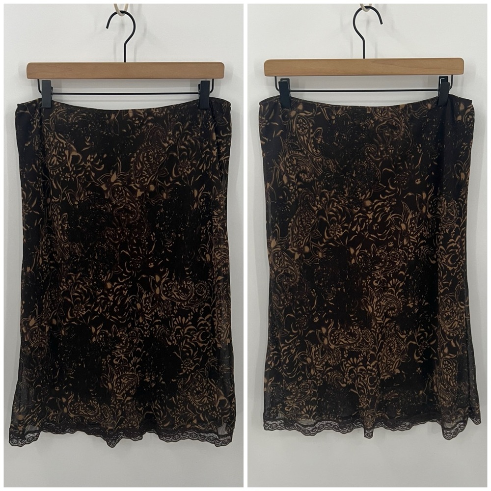 Vintage Y2K Biyaycda brown floral fairy whimsi goth midi skirt